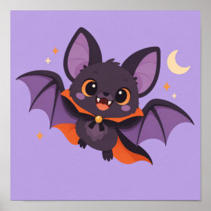 Süße Vampirfledermaus Halloween-Illustration Poster
