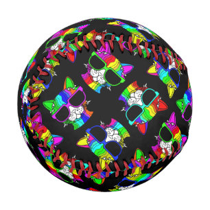 SÜSSE Verrückte Bunte Coole Regenbogen Katzen   Baseball