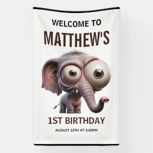 Süße verrückte Elefanten-Farm-Thema 1. Geburtstag Banner