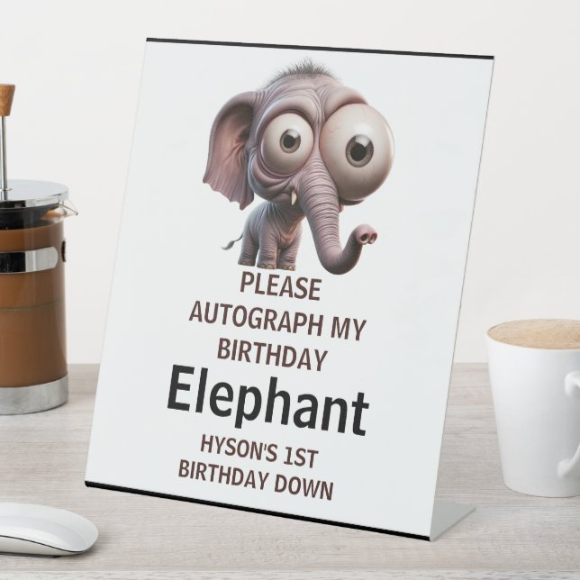 Süße verrückte Elefanten-Farm Thema 1. Geburtstag Sockelschild (In Situ)