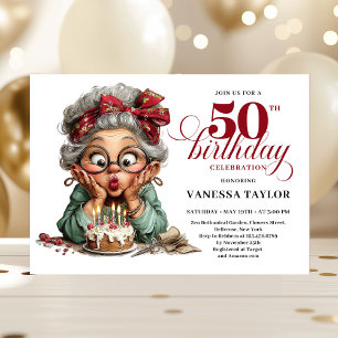 Süße verrückte Frau 50. Geburtstag Whimsical Humor Einladung