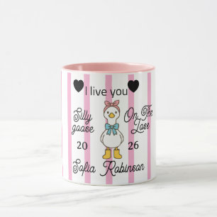 Süße verrückte Gans rosa Streifen personalisierte  Tasse