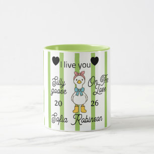 Süße verrückte Gans rosa Streifen personalisierte  Tasse