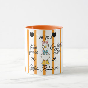 Süße verrückte Gans rosa Streifen personalisierte  Tasse