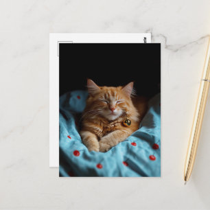 Süße verschlafene rote Katze Postkarte