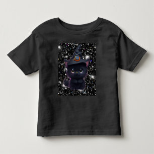 Süße, verspielte Halloween-Schwarze Katze Kleinkind T-shirt