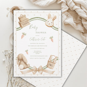 Süße verspielte Hase Vintage rustikale Babyparty  Einladung