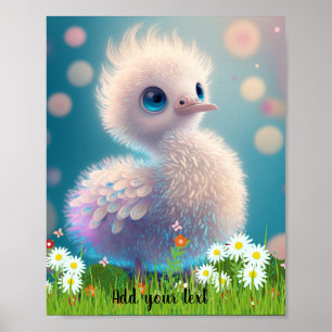 Süße verspielte Illustration eines Baby-Storches V Poster