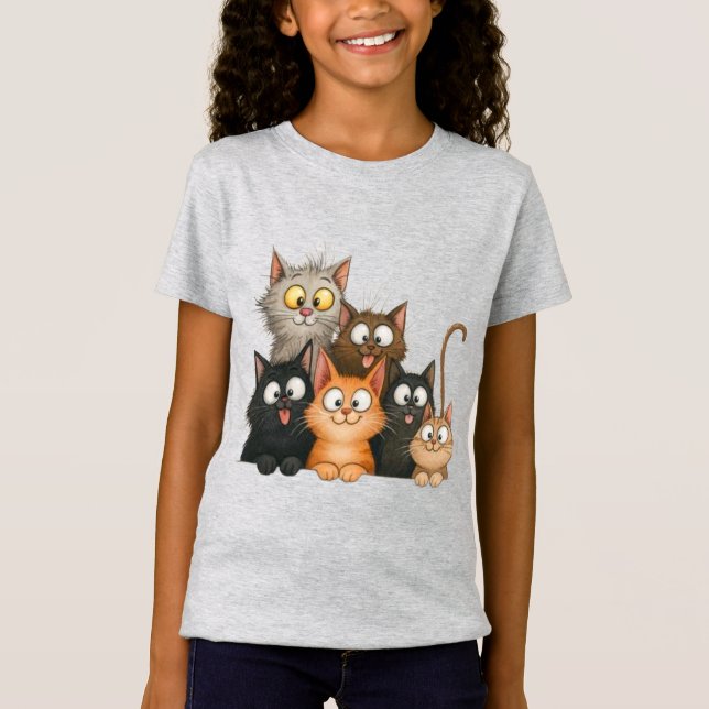 Süße verspielte Katzen T-Shirt (Vorderseite)