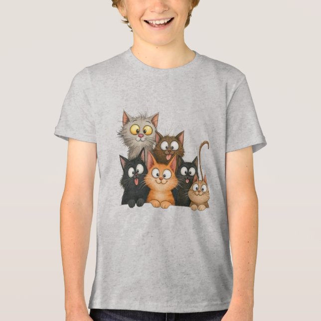 Süße verspielte Katzen Tri-Blend Shirt (Vorderseite)