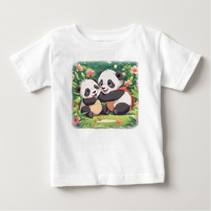 Süße verspielte kleine Pandas - Anime-Stil Baby T-shirt