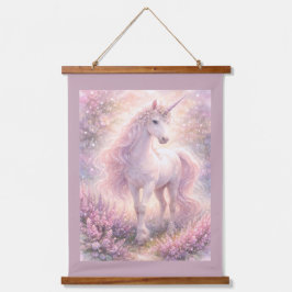 Süße, verspielte Pastell-Einhorn Wandteppich Mit Holzrahmen