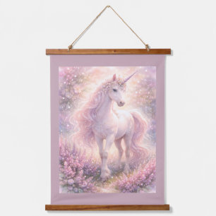 Süße, verspielte Pastell-Einhorn Wandteppich Mit Holzrahmen