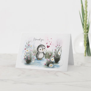 Süße, verspielte Pinguin-Liebes-Valentinsgruß Karte