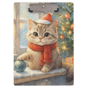 Süße verspielte Weihnachtskatze Klemmbrett
