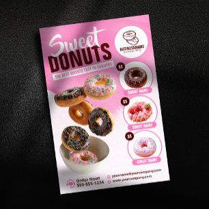 Süße Versuchungen der rosa auffallenden Donut-Bäck Flyer