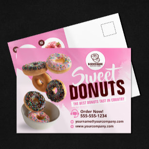 Süße Versuchungen der rosa auffallenden Donut-Bäck Postkarte