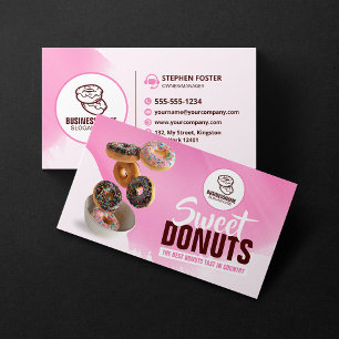 Süße Versuchungen der rosa auffallenden Donut-Bäck Visitenkarte