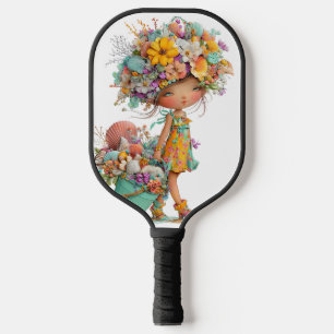 SÜSSE VERWANDTE SOMMERLICHE THEMENMÄDCHEN MIT MUSC PICKLEBALL SCHLÄGER
