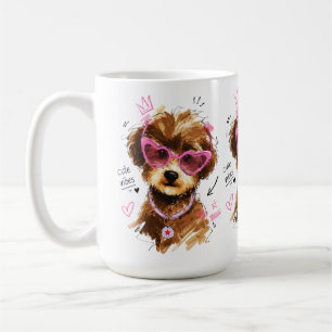 Süße Vibes Pudel-Welpe mit Herz-Sonnenbrille Kaffeetasse