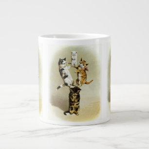 Süße viktorianische Katzen Kätzchen spielen, Humor Jumbo-Tasse