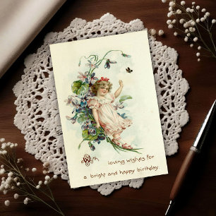Süße Vintage 1908 Floral Mädchen Geburtstag Postkarte