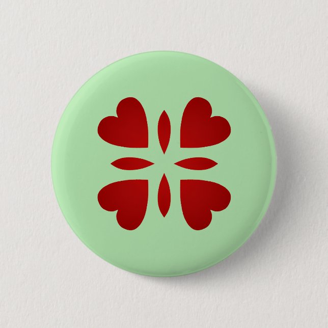 Süße Vintage Aussehen rote Herzen Button (Vorderseite)