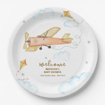 Süße Vintage-Aviator-Flugzeug-Baby-Party-Willkomme