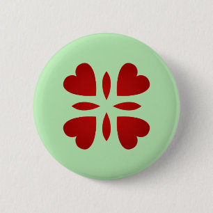 Süße Vintage Blickrotherzen Button