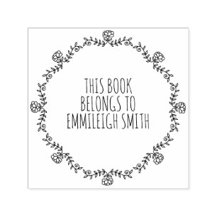 Süße Vintage-Blumenrahmen-Buch-Nameplate Permastempel