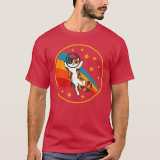 Süße Vintage Calico Katze Retro Weltraum Katze ret T-Shirt