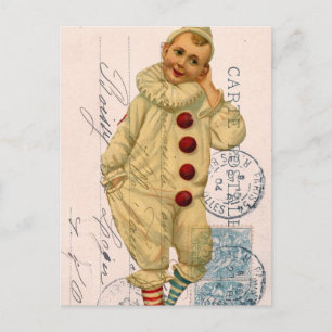 Süße Vintage-Clown-Postkarten-Digitalkunst Postkarte