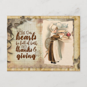 Süße Vintage-Dankbarkeitsbotschaft zum Thanksgivin Postkarte