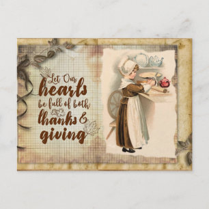 Süße Vintage-Dankbarkeitsbotschaft zum Thanksgivin Postkarte