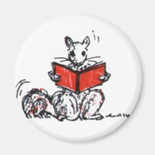 Süße Vintage-Eichhörnchen lesen Bücher Magnet