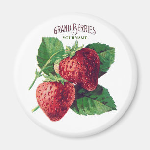 Süße Vintage-Erdbeere Frucht mit Ihrem Namen Magnet