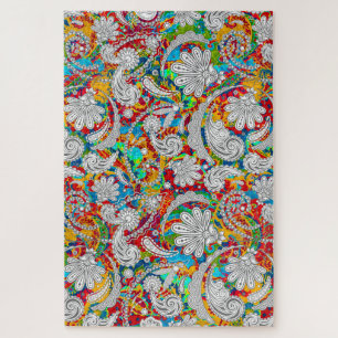 Süße vintage-farbige weiße Paisleymuster Puzzle