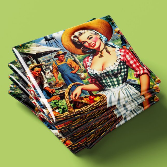 Süße Vintage-Farmer-Pinup Magnet (Von Creator hochgeladen)