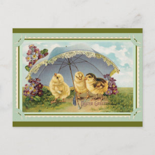 Süße Vintage-Frühlingsküken Ostergrüße Postkarte