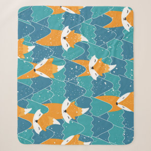 Süße Vintage-Füchse Illustration Sherpadecke
