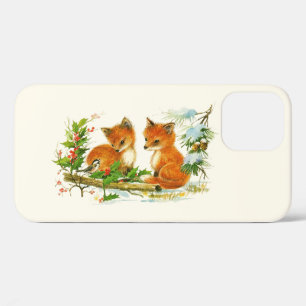 Süße Vintage-Füchse Retro-Weihnachtsszene Case-Mate iPhone Hülle