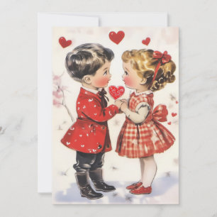 Süße Vintage-Grußkarte zum Valentinstag Feiertagskarte