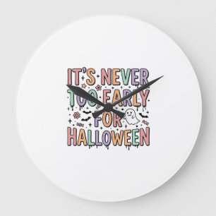 Süße Vintage-Halloween-zu-früh-Typografie-T-Shirt Große Wanduhr