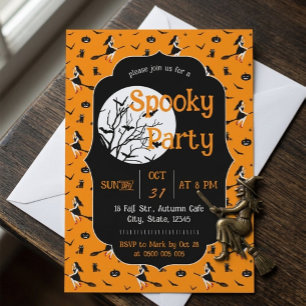 Süße Vintage-Hexen-Grusel-Halloween-Party Einladung