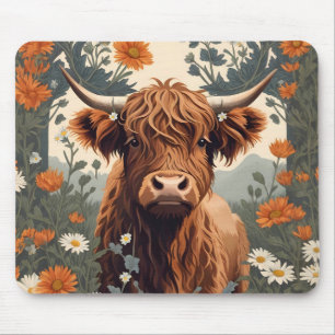 Süße Vintage-Hochlandkuh Mousepad