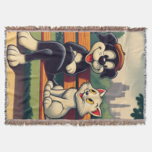 Süße, vintage Hund/Katze Cartoon Decke