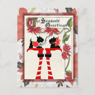 Süße Vintage-Hunde-Weihnachtsgrüße Postkarte