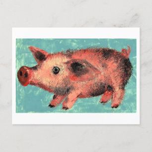 Süße Vintage-Illustration eines Ferkelchens Postkarte