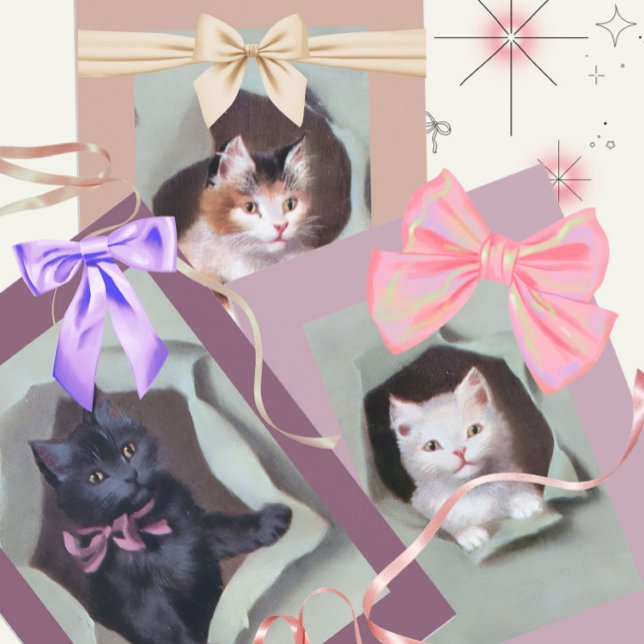 Süße Vintage-Kätzchen durchbrechen Geschenkpapier Set (Von Creator hochgeladen)