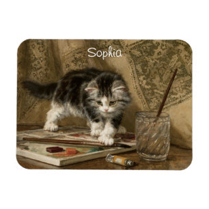 Süße Vintage-Kätzchen-Kunst, Name Magnet